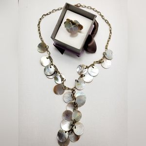🕳️Abalone necklace and matching ring set